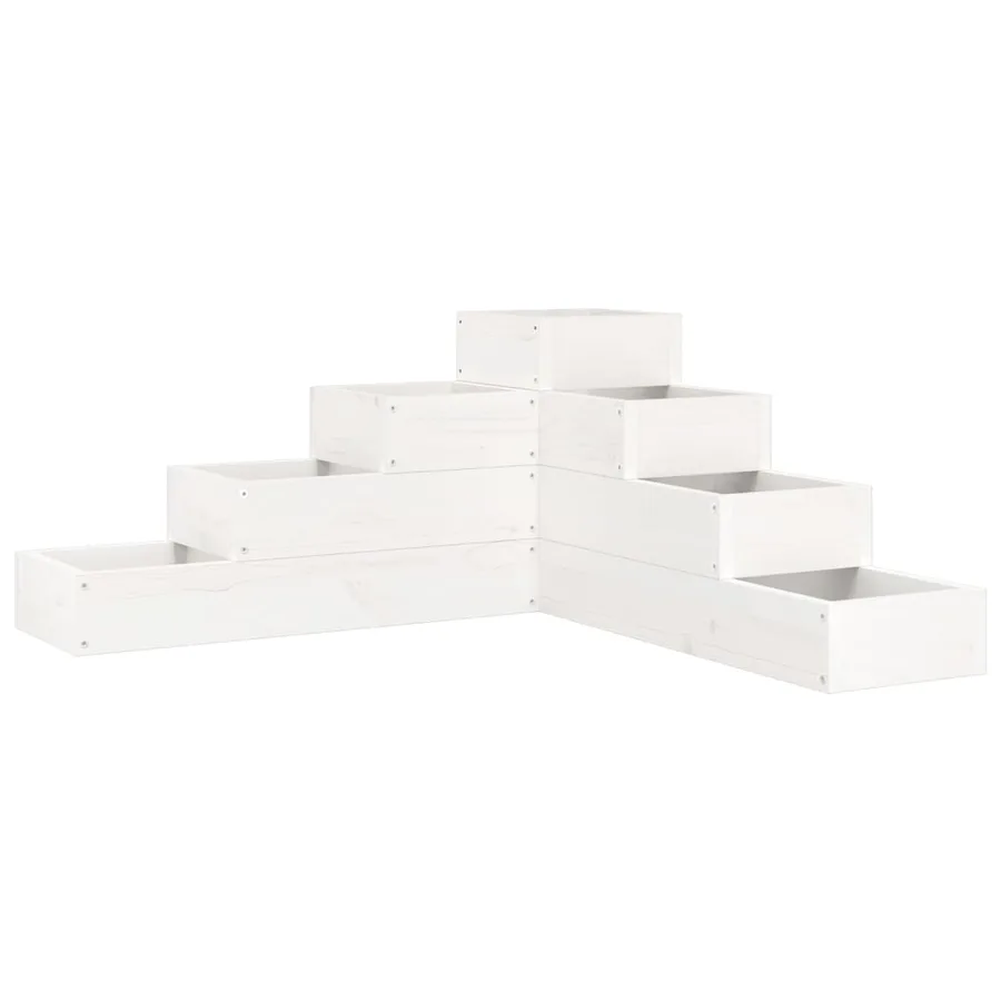 Jardinière 4 niveaux 80,5x79x36 cm blanc bois de pin massif - 2