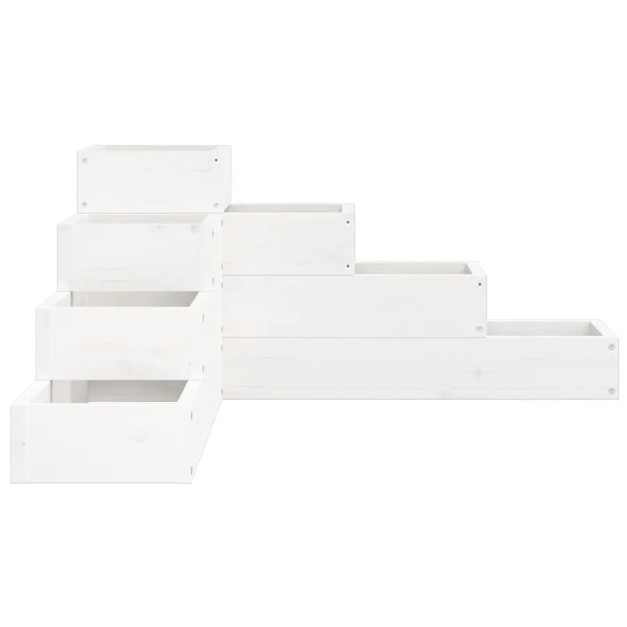 Jardinière 4 niveaux 80,5x79x36 cm blanc bois de pin massif - 5