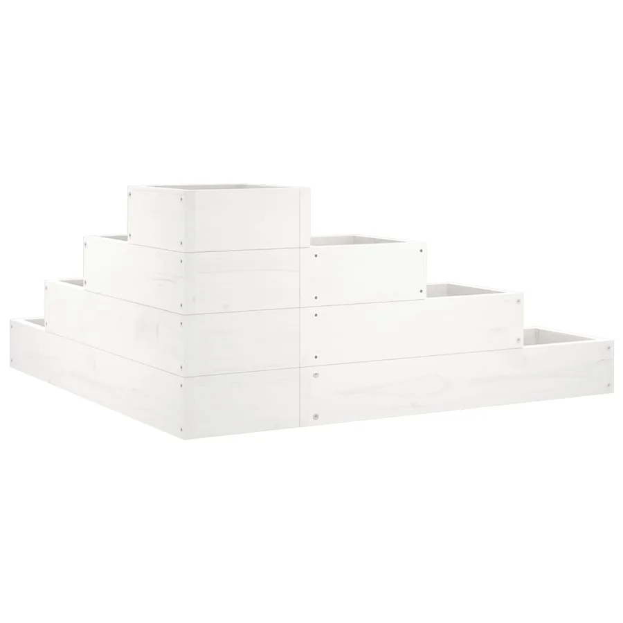 Jardinière 4 niveaux 80,5x79x36 cm blanc bois de pin massif - 6