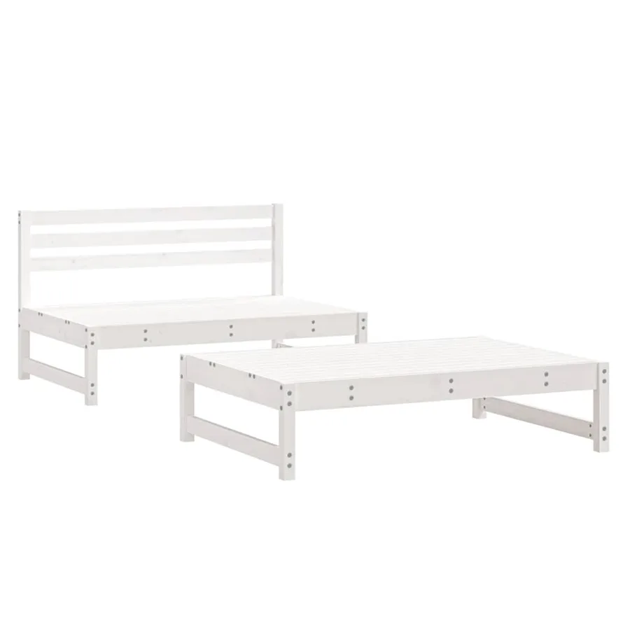 Salon de jardin 2 pcs blanc bois de pin massif - 2