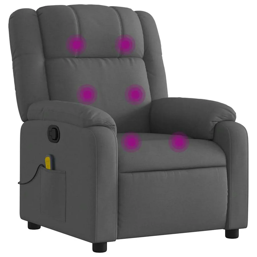 Fauteuil de massage inclinable gris foncé tissu - 2