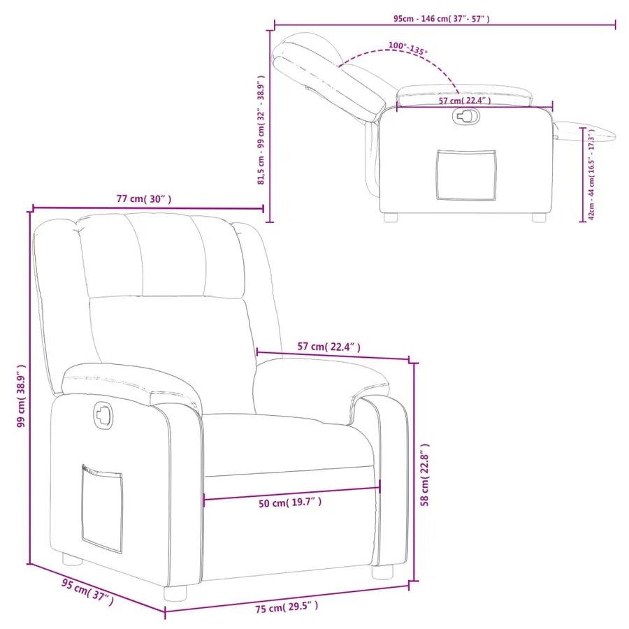 Fauteuil inclinable gris foncé tissu - 11