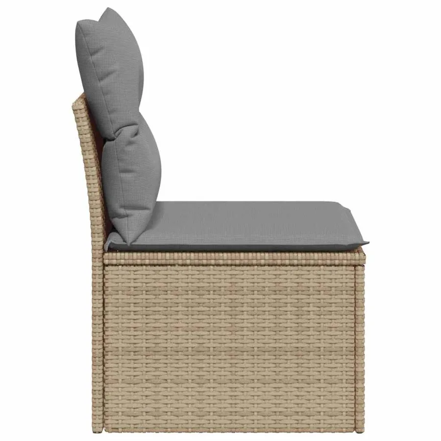 Canapé de jardin sans accoudoirs coussins beige résine tressée - 5