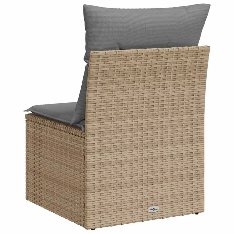 Canapé de jardin sans accoudoirs coussins beige résine tressée - 6