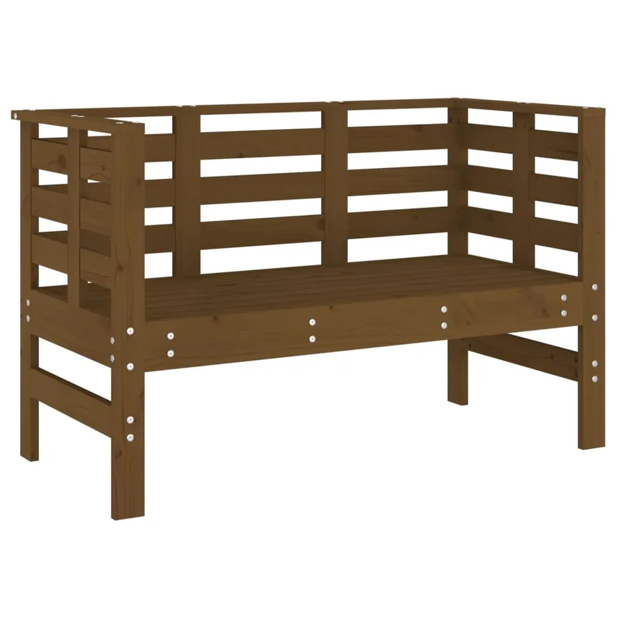 Banc de jardin marron miel 111,5x53x71 cm bois massif de pin - 2