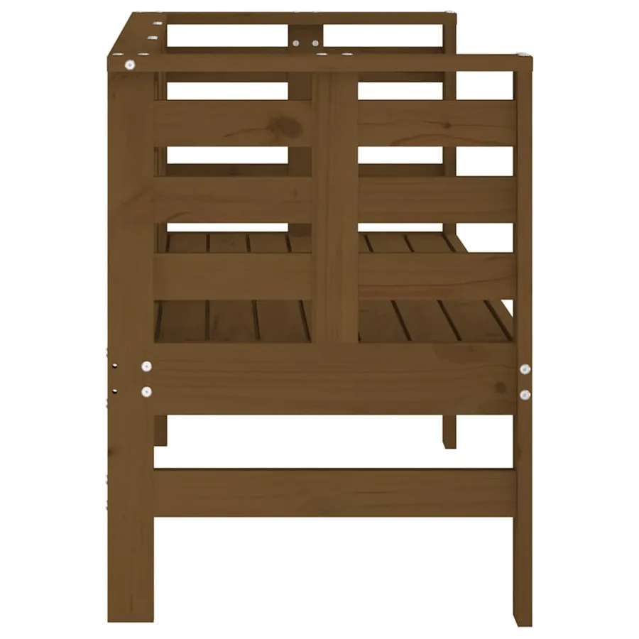Banc de jardin marron miel 111,5x53x71 cm bois massif de pin - 5