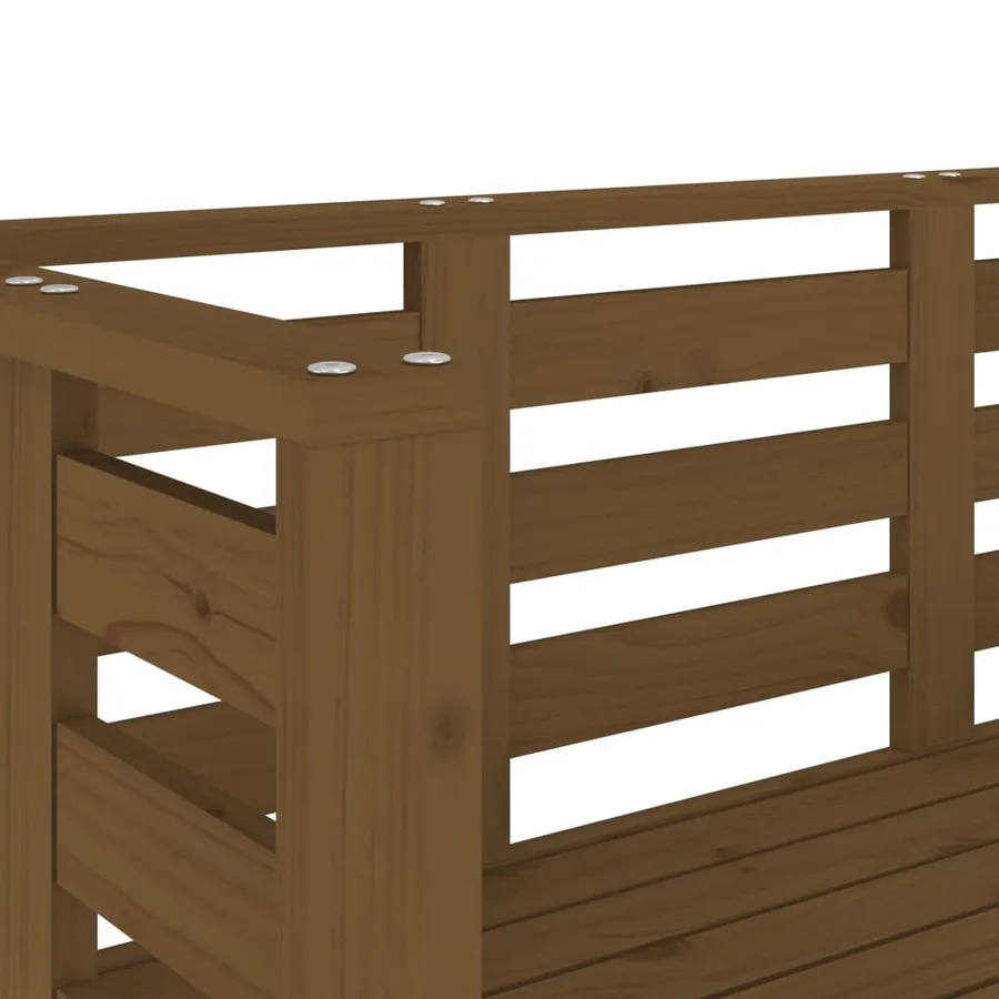 Banc de jardin marron miel 111,5x53x71 cm bois massif de pin - 7