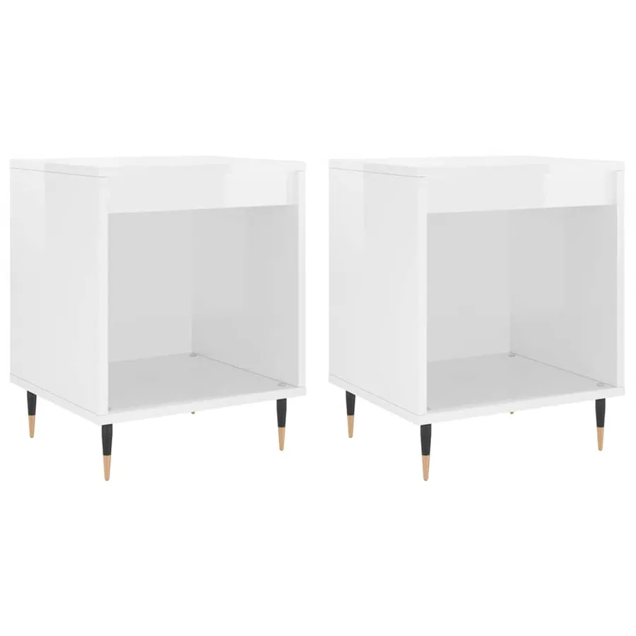 Tables de chevet 2 pcs blanc brillant 40x35x50 cm - 2