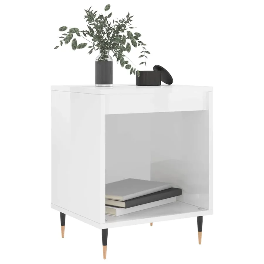 Tables de chevet 2 pcs blanc brillant 40x35x50 cm - 3