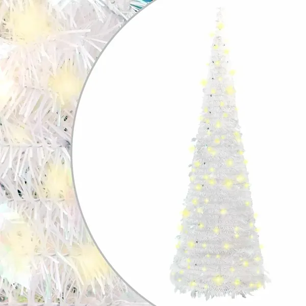 Sapin de Noël artificiel escamotable 50 LED blanc 120 cm