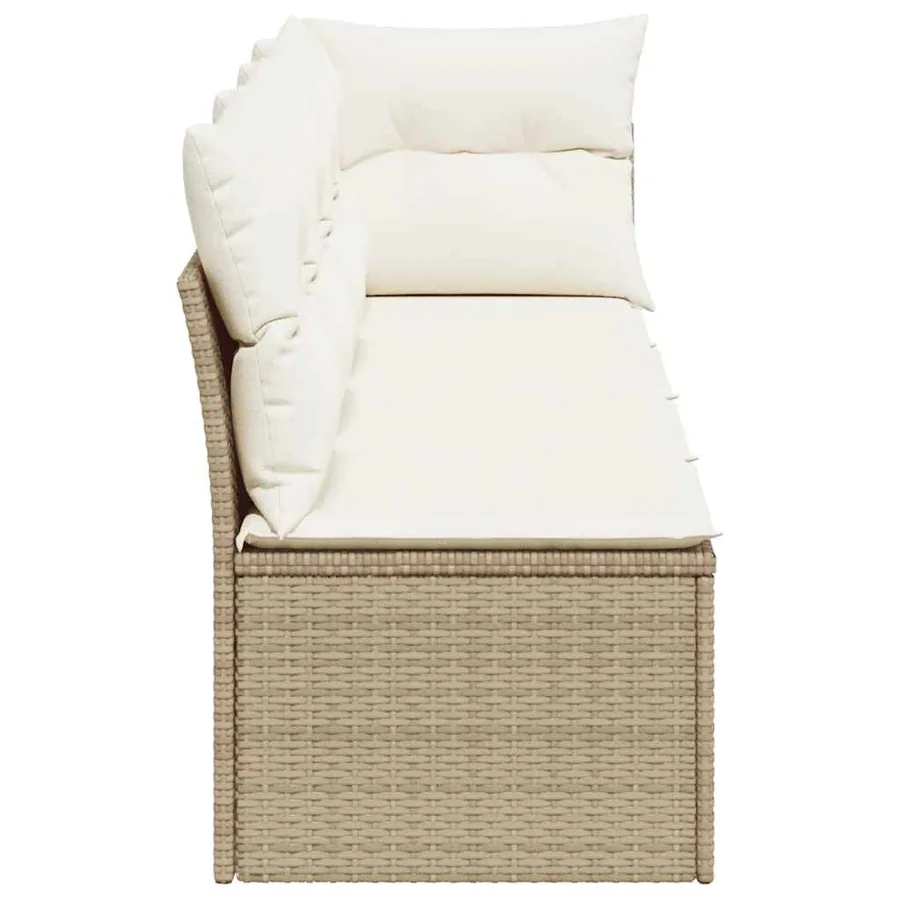 Canapé de jardin avec coussins 4 places beige résine tressée - 5