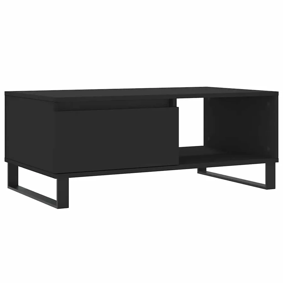 Table basse Noir 90x50x36,5 cm Bois d'ingénierie - 2