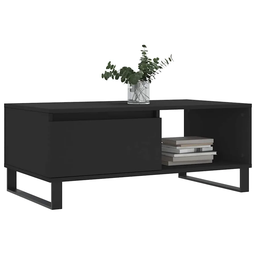 Table basse Noir 90x50x36,5 cm Bois d'ingénierie - 3