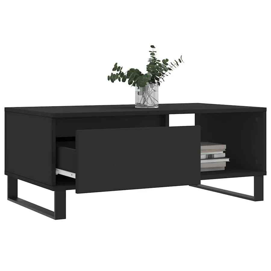 Table basse Noir 90x50x36,5 cm Bois d'ingénierie - 4