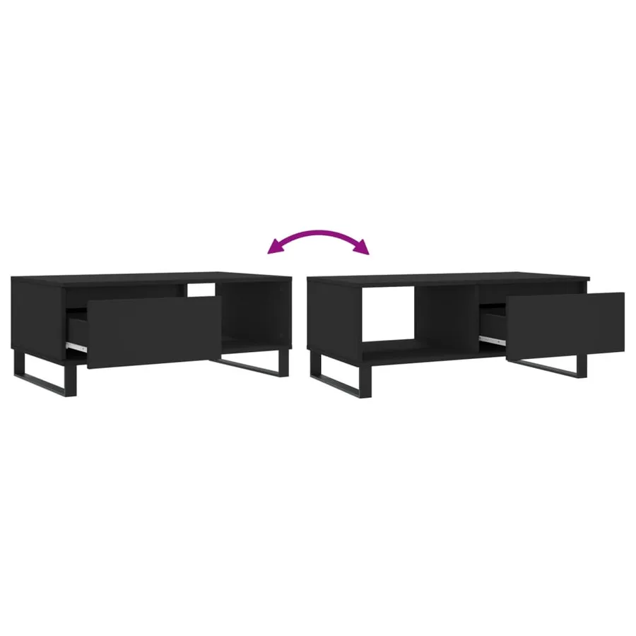 Table basse Noir 90x50x36,5 cm Bois d'ingénierie - 9