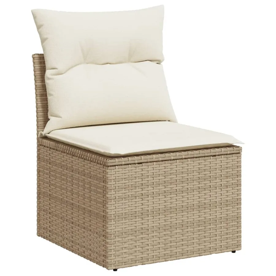 Salon de jardin avec coussins 8 pcs beige résine tressée - 5
