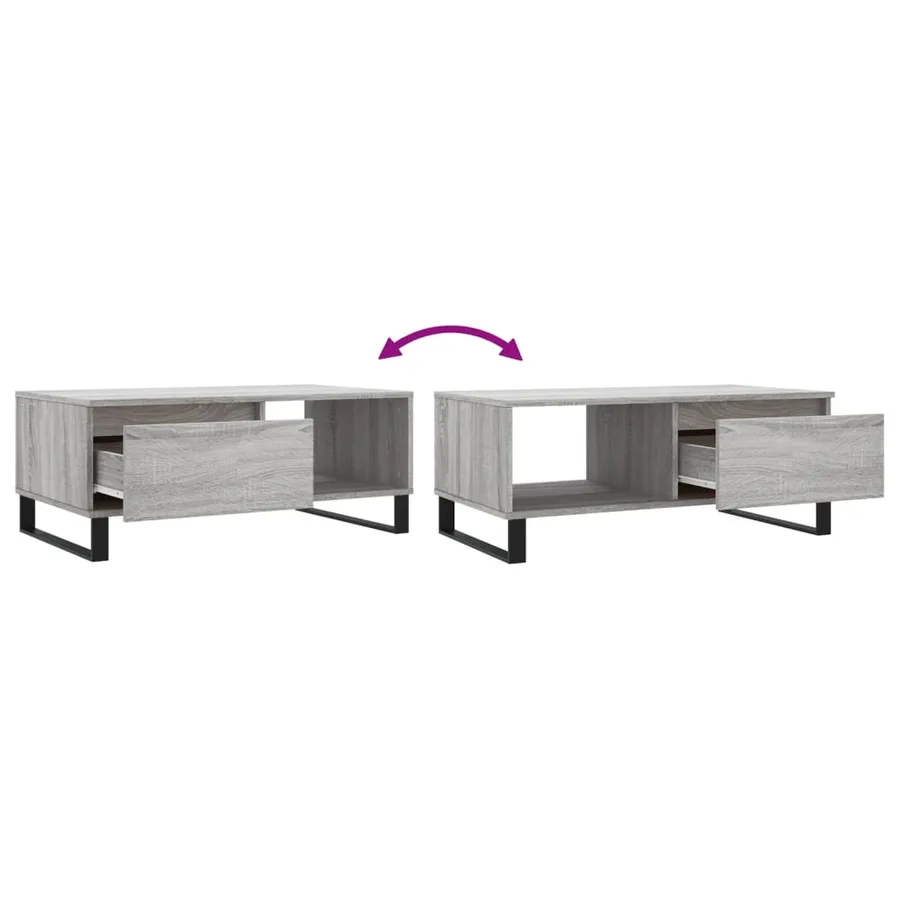 Table basse Sonoma gris 90x50x36,5 cm Bois d'ingénierie - 9