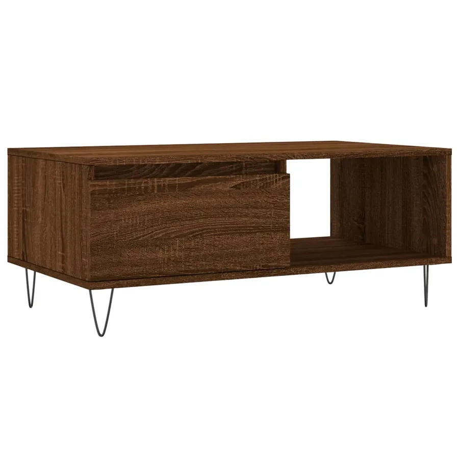 Table basse Chêne marron 90x50x36,5 cm Bois d'ingénierie - 2