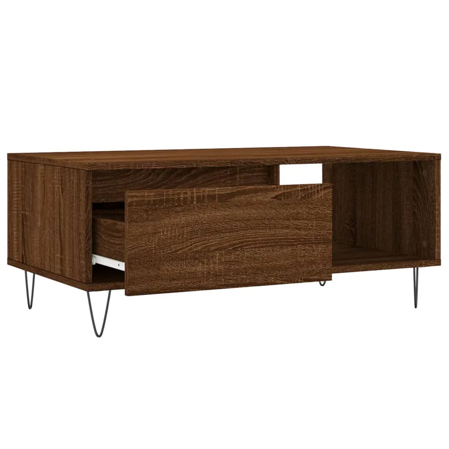 Table basse Chêne marron 90x50x36,5 cm Bois d'ingénierie - 5
