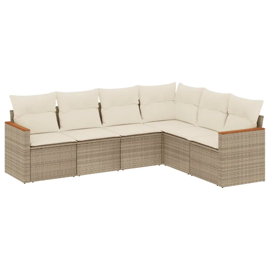 Salon de jardin avec coussins 6 pcs beige résine tressée - 2
