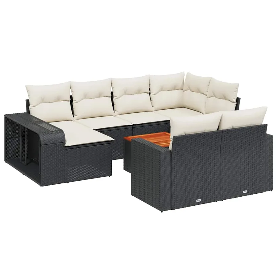 Salon de jardin 11 pcs avec coussins noir résine tressée - 2