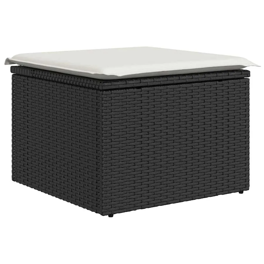 Salon de jardin 11 pcs avec coussins noir résine tressée - 6