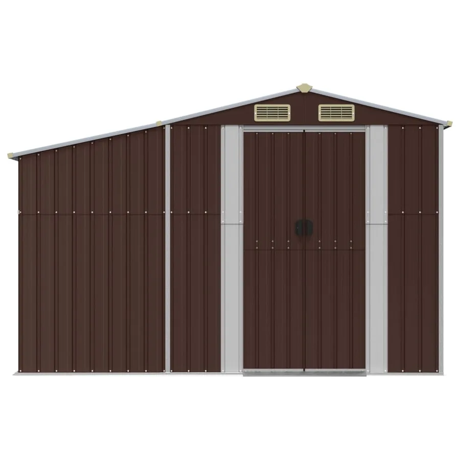 Abri de jardin marron 277x279x179 cm acier galvanisé - 4
