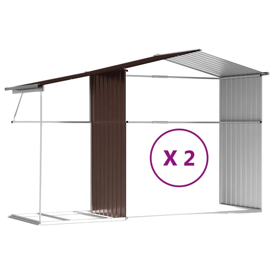 Abri de jardin marron 277x279x179 cm acier galvanisé - 9