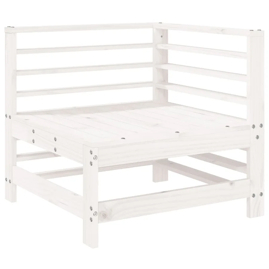 Salon de jardin 7 pcs Blanc Bois de pin massif - 5