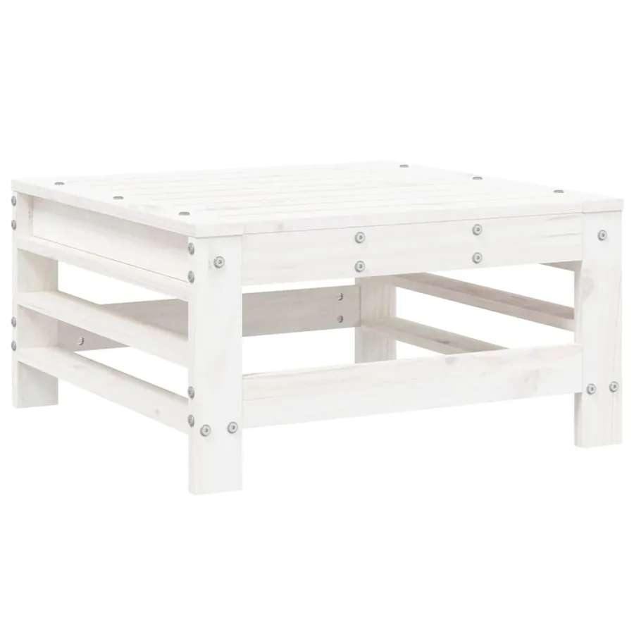 Salon de jardin 7 pcs Blanc Bois de pin massif - 6