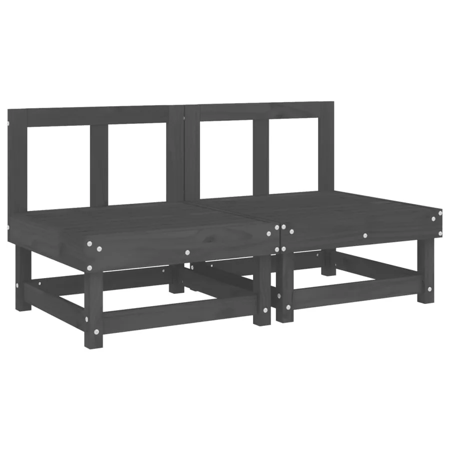 Canapés centraux de jardin 2 pcs gris bois de pin massif - 2