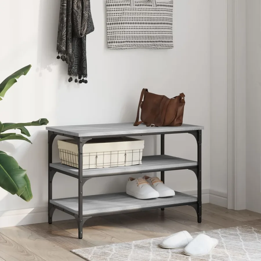 Banc à chaussures sonoma gris 70x38,5x49 cm bois d'ingénierie - 3