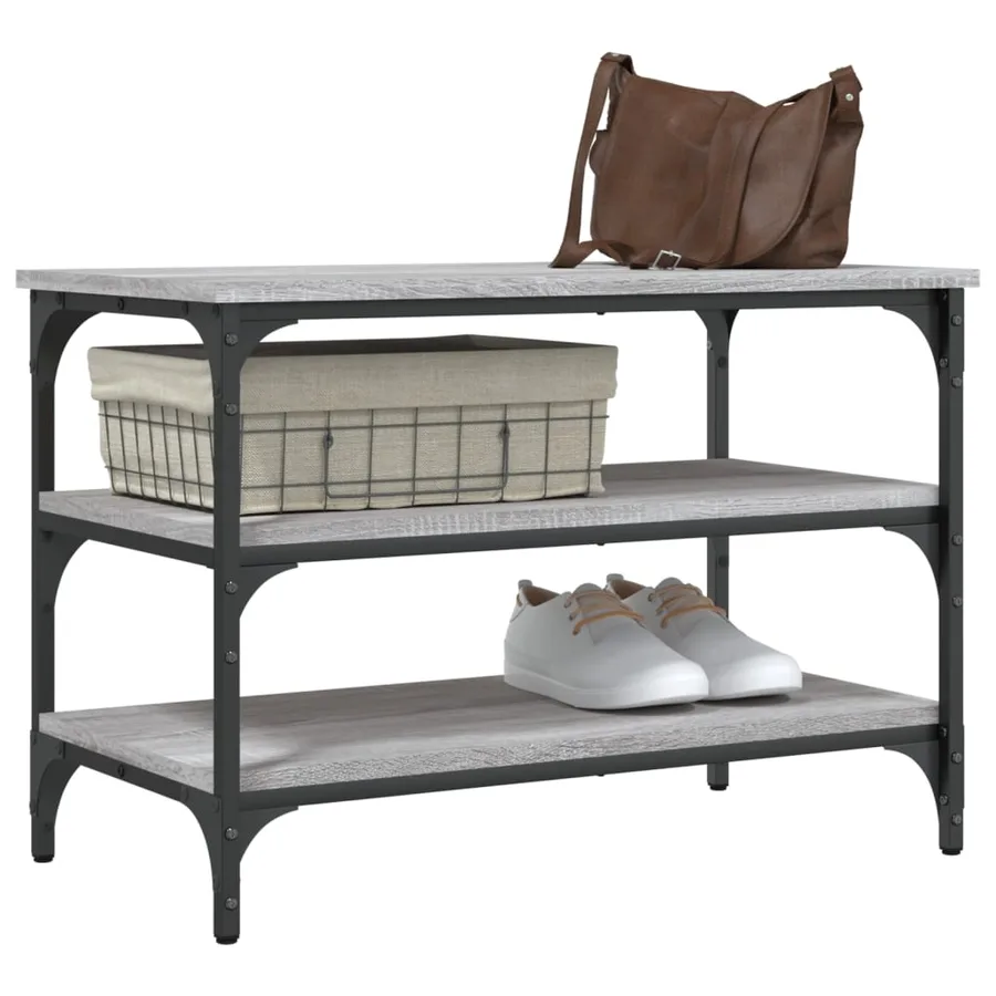 Banc à chaussures sonoma gris 70x38,5x49 cm bois d'ingénierie - 4