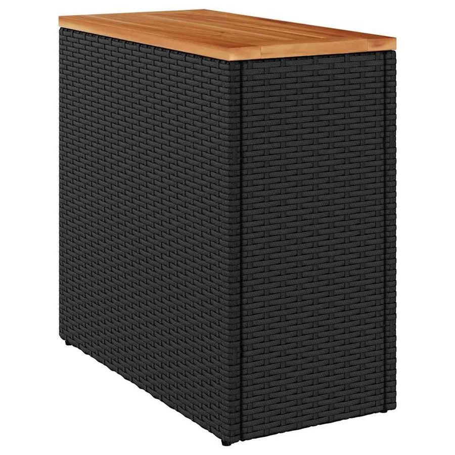 Table d'appoint de jardin avec plateau en bois noir 58 x 27,5 x 55 cm en résine tressée - 2