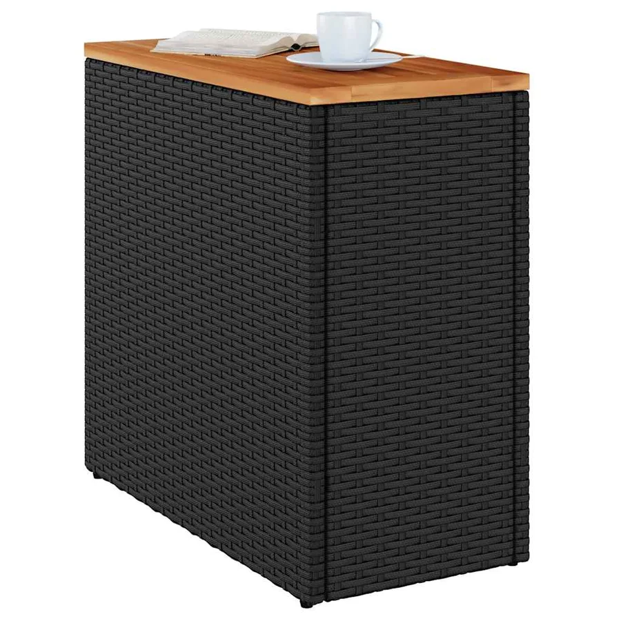 Table d'appoint de jardin avec plateau en bois noir 58 x 27,5 x 55 cm en résine tressée - 4