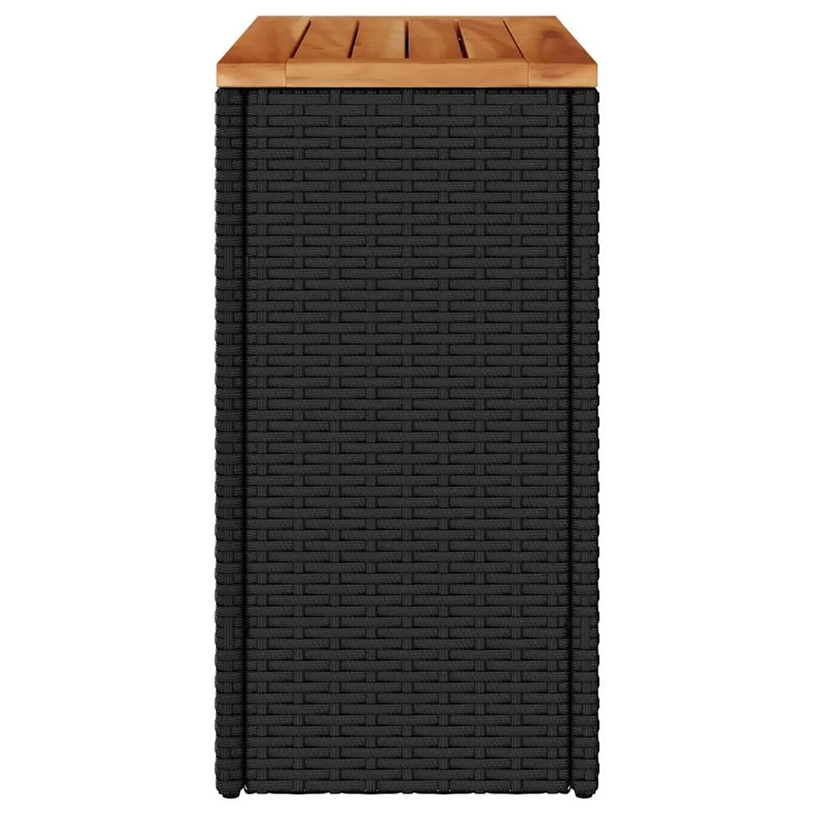 Table d'appoint de jardin avec plateau en bois noir 58 x 27,5 x 55 cm en résine tressée - 6