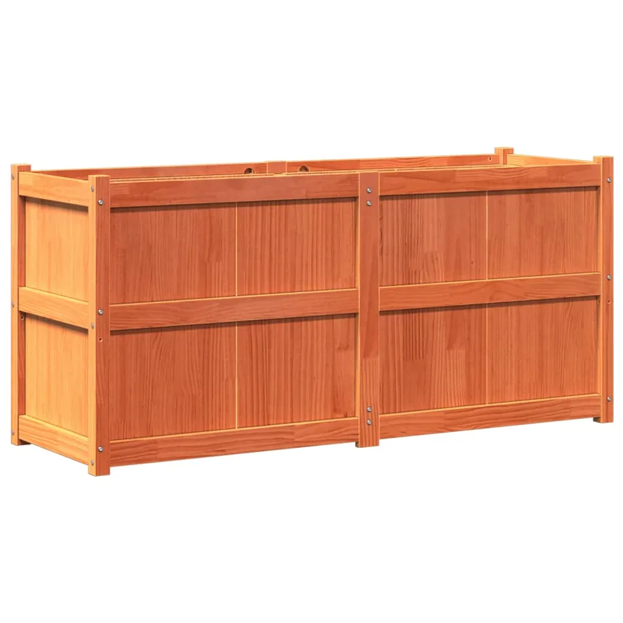 Jardinière cire marron 150x50x70 cm bois de pin massif - 2