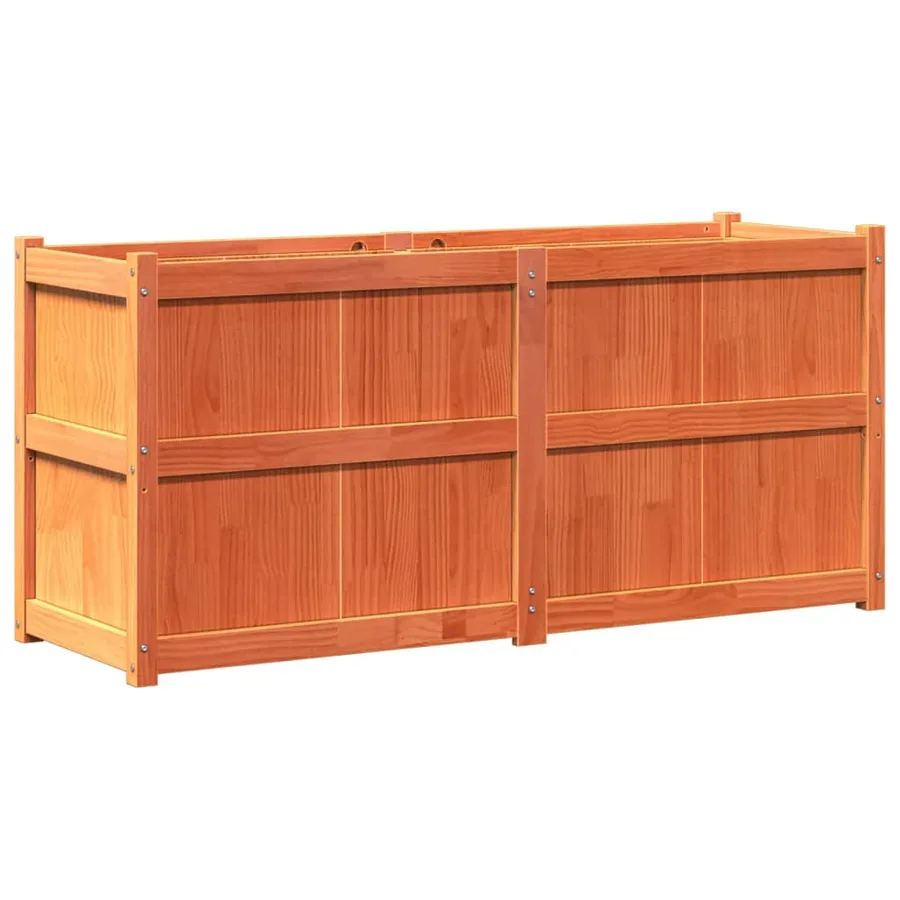 Jardinière cire marron 150x50x70 cm bois de pin massif - 7