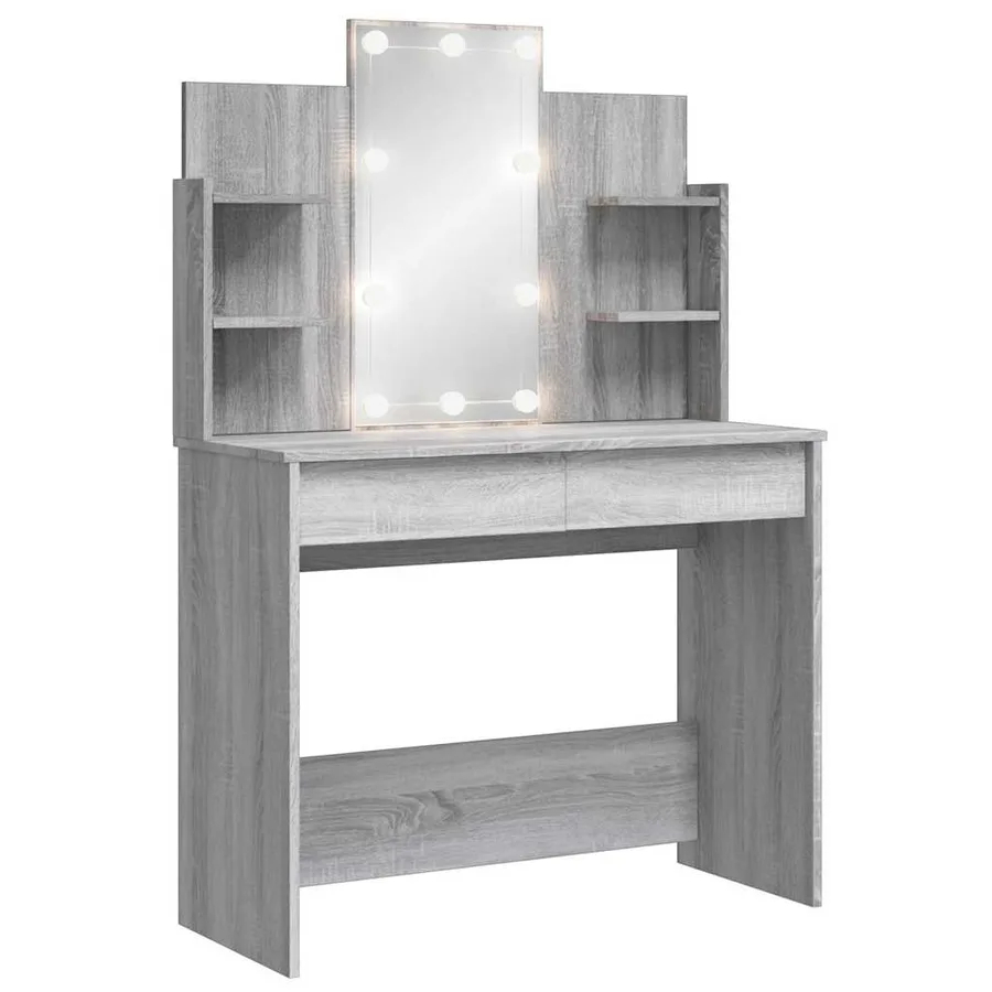 Coiffeuse avec lumières LED sonoma gris 96x40x142 cm - 2