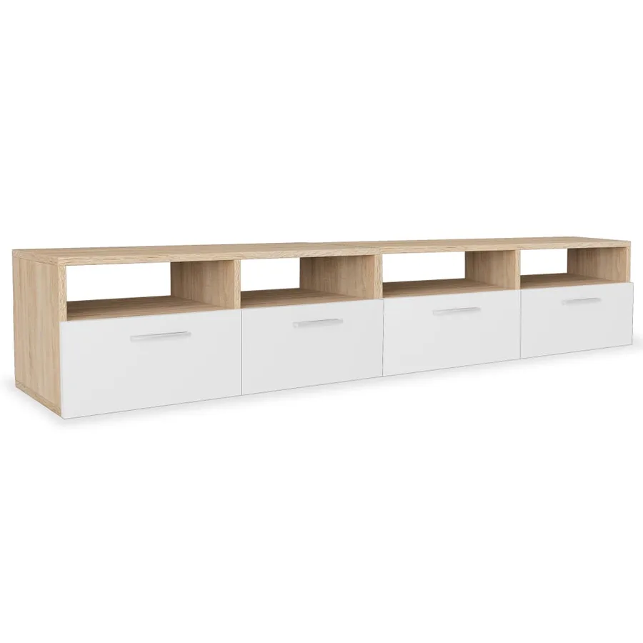 Meubles TV 2 pcs Bois d’ingénierie 95x35x36 cm Chêne et blanc - 2