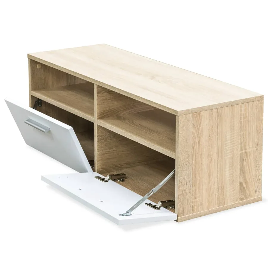 Meubles TV 2 pcs Bois d’ingénierie 95x35x36 cm Chêne et blanc - 4