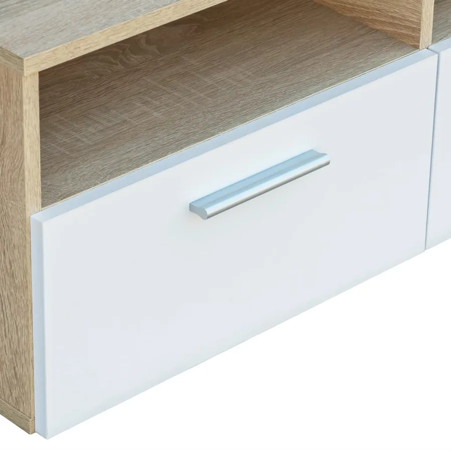 Meubles TV 2 pcs Bois d’ingénierie 95x35x36 cm Chêne et blanc - 5