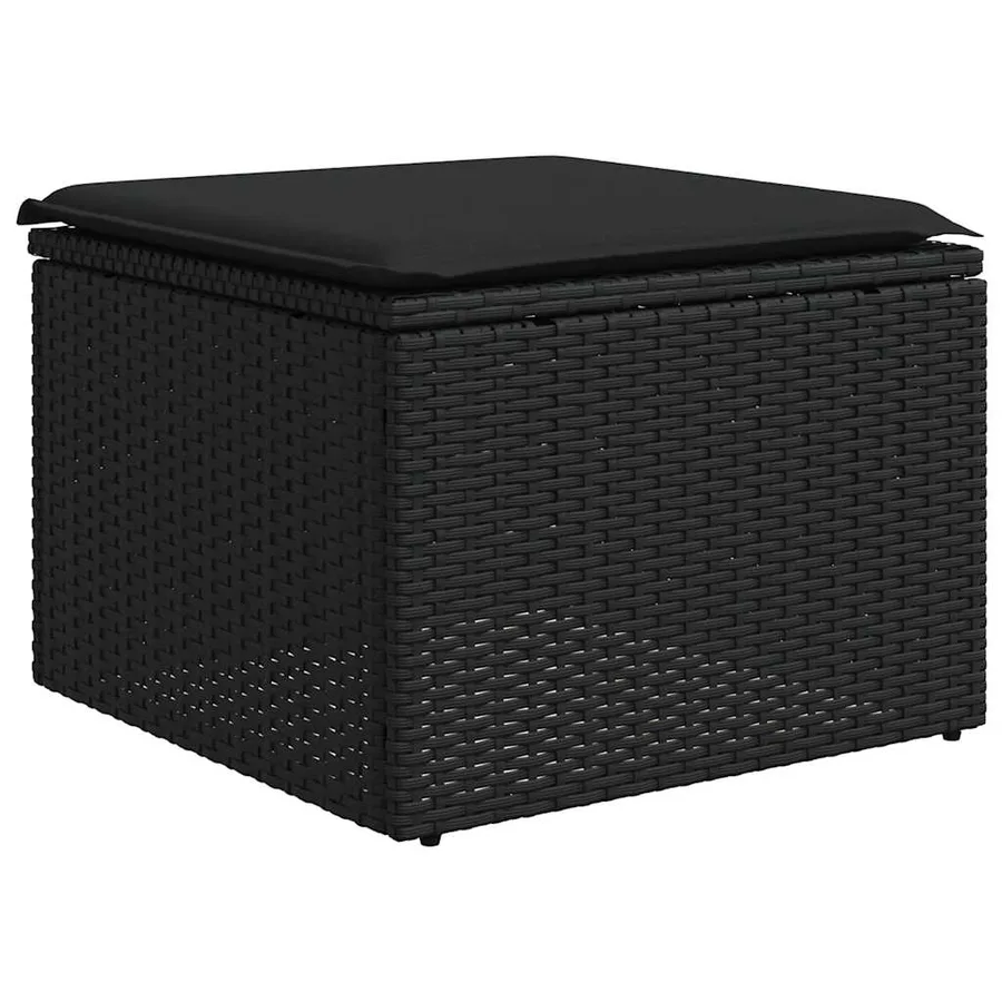 Salon de jardin 7 pcs avec coussins noir résine tressée 62 x 62 x 69 cm - 57,0 kg - 6