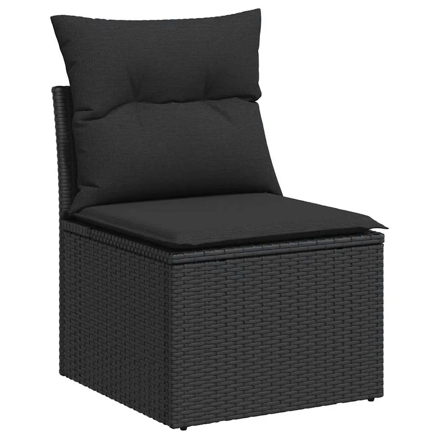 Salon de jardin 8 pcs avec coussins noir résine tressée - 5