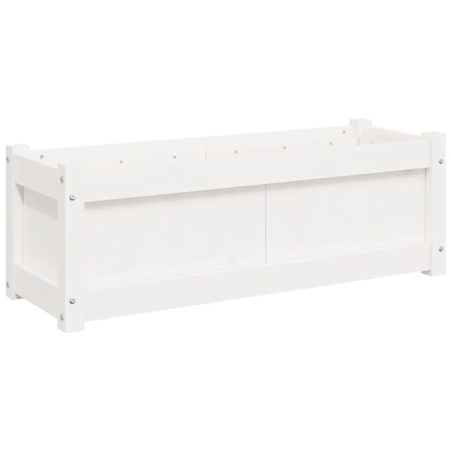 Jardinière blanc 90x31x31 cm bois massif de pin - 2