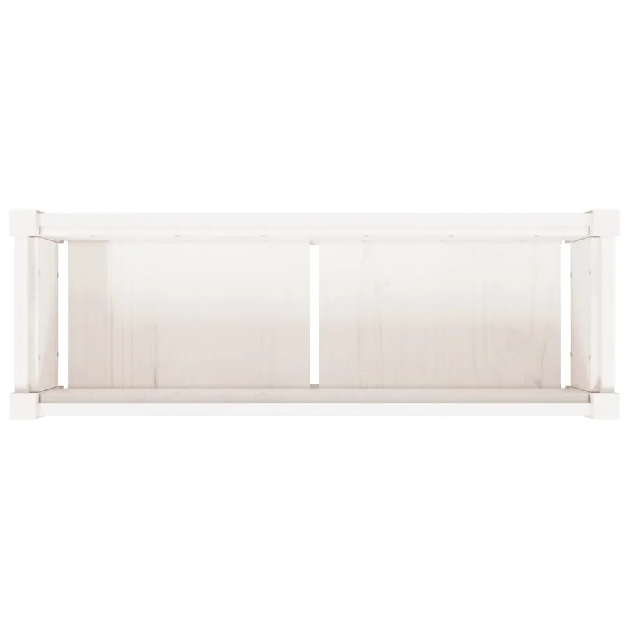 Jardinière blanc 90x31x31 cm bois massif de pin - 8