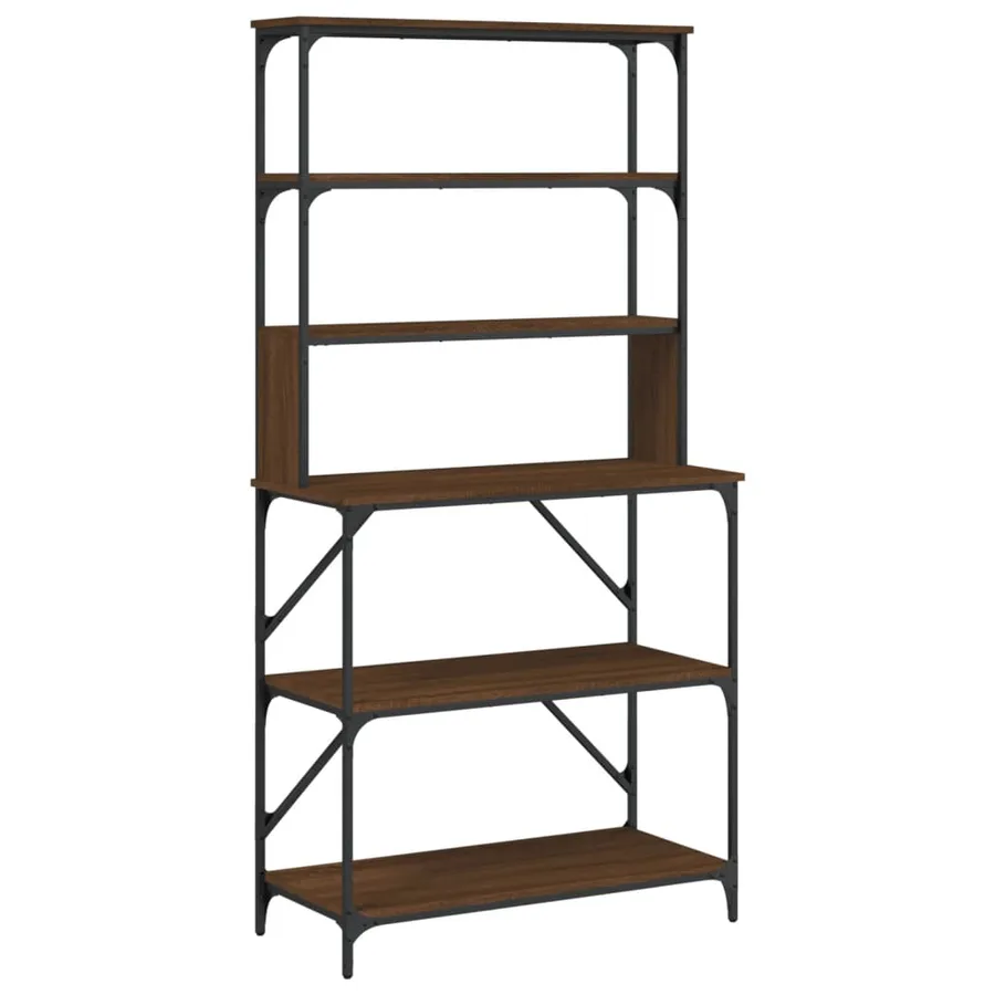 Support de boulanger à 6 niveaux chêne marron 90x40x180 cm - 2