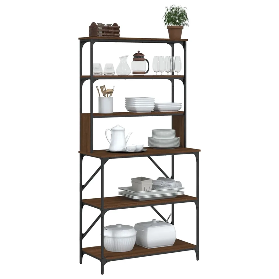 Support de boulanger à 6 niveaux chêne marron 90x40x180 cm - 3