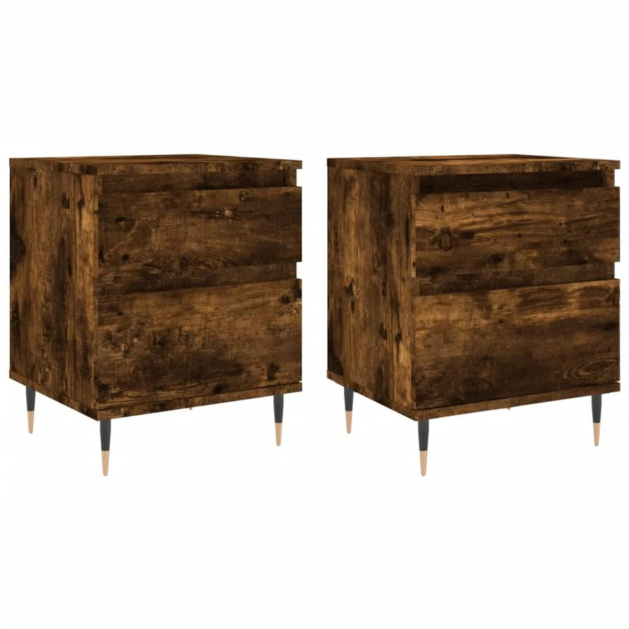 Tables de chevet 2 pcs chêne fumé 40x35x50 cm bois ingénierie - 2
