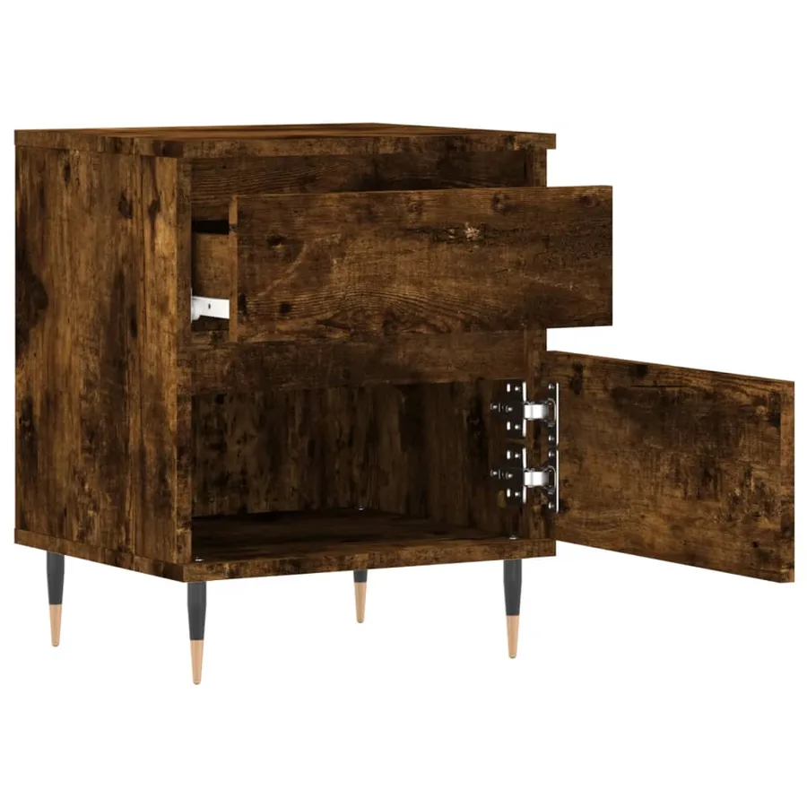Tables de chevet 2 pcs chêne fumé 40x35x50 cm bois ingénierie - 5